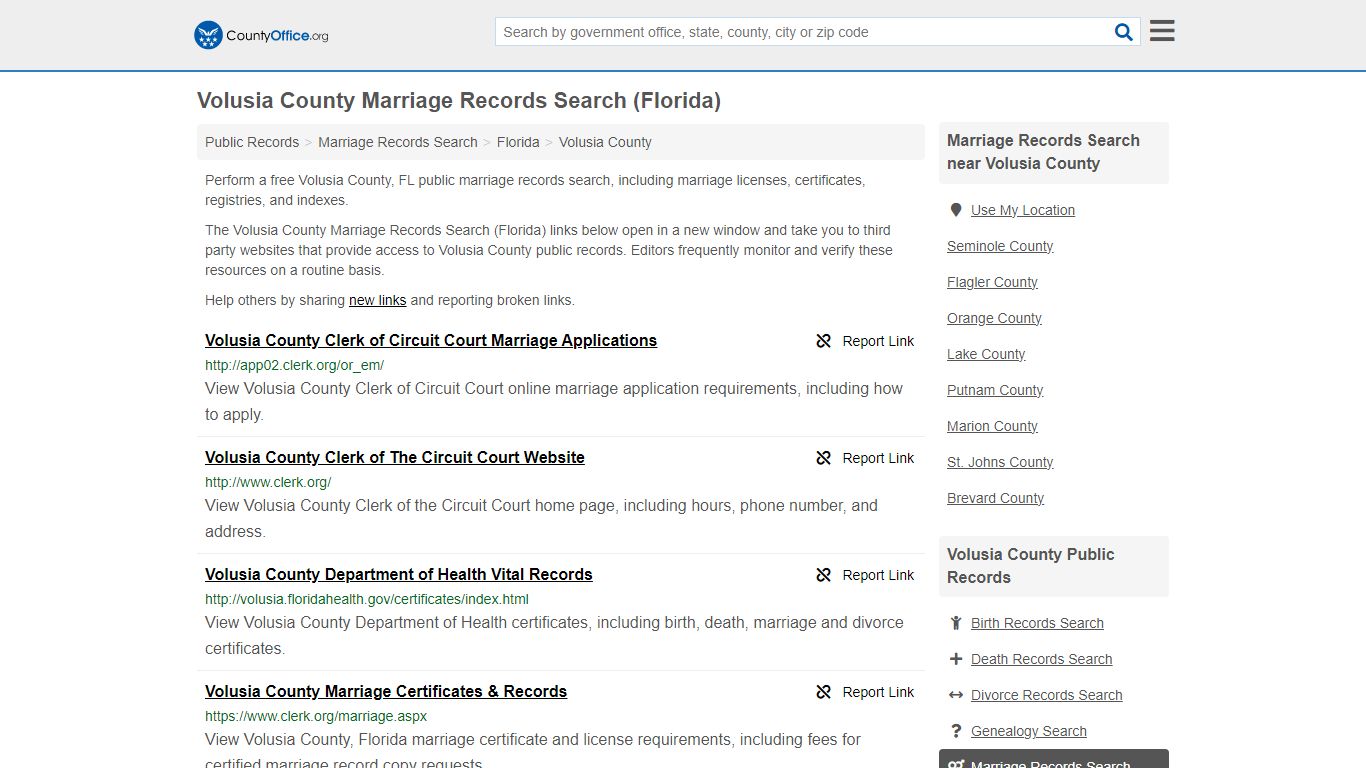 Volusia County Marriage Records Search (Florida) - County Office